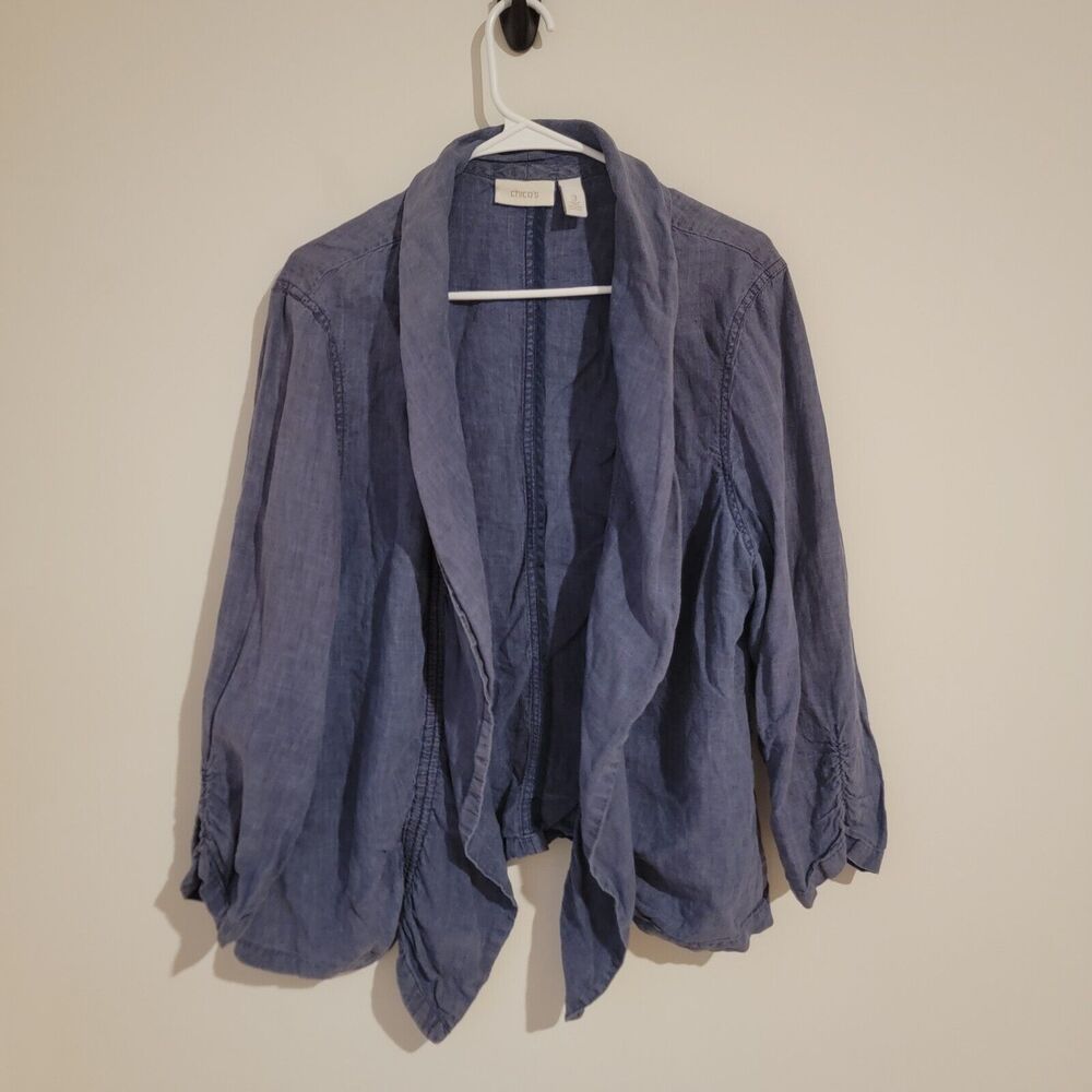 Chico's Blue Draped Lightweight Jacket